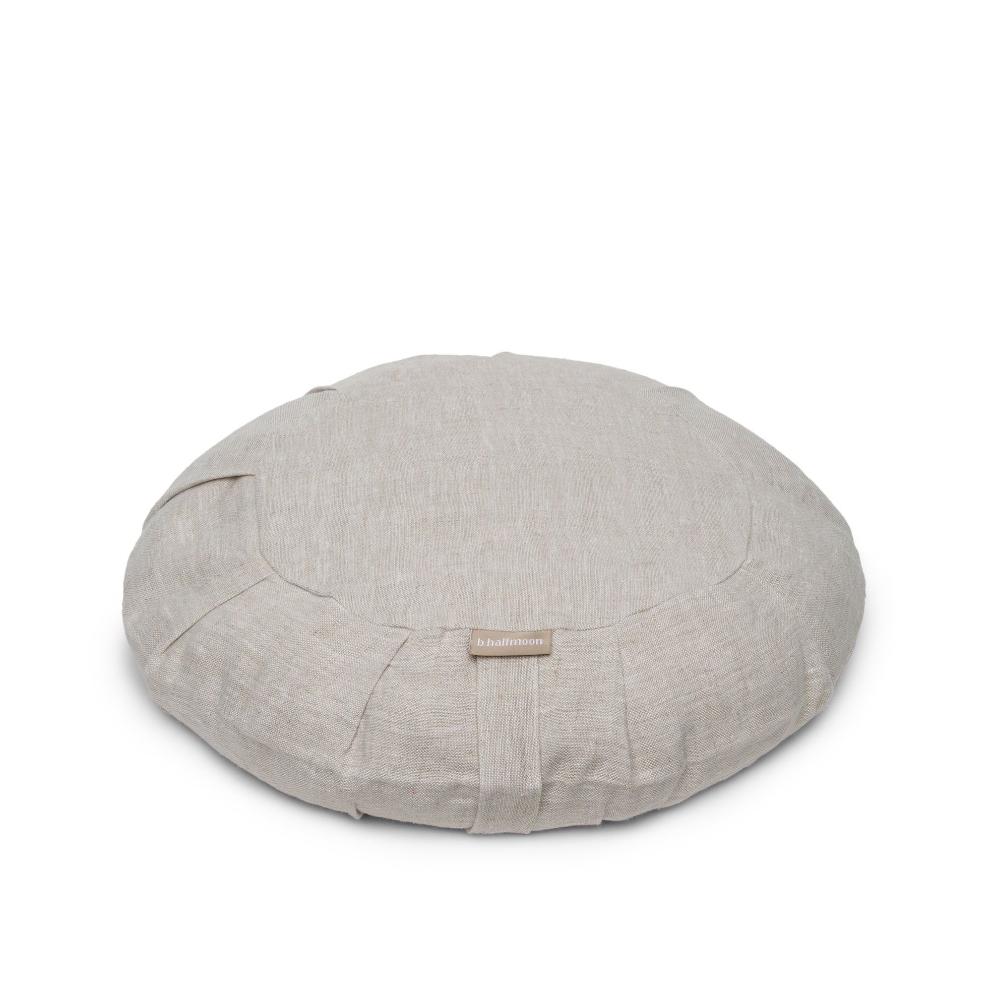 b, halfmoon Round Meditation Cushion Natural Linen top